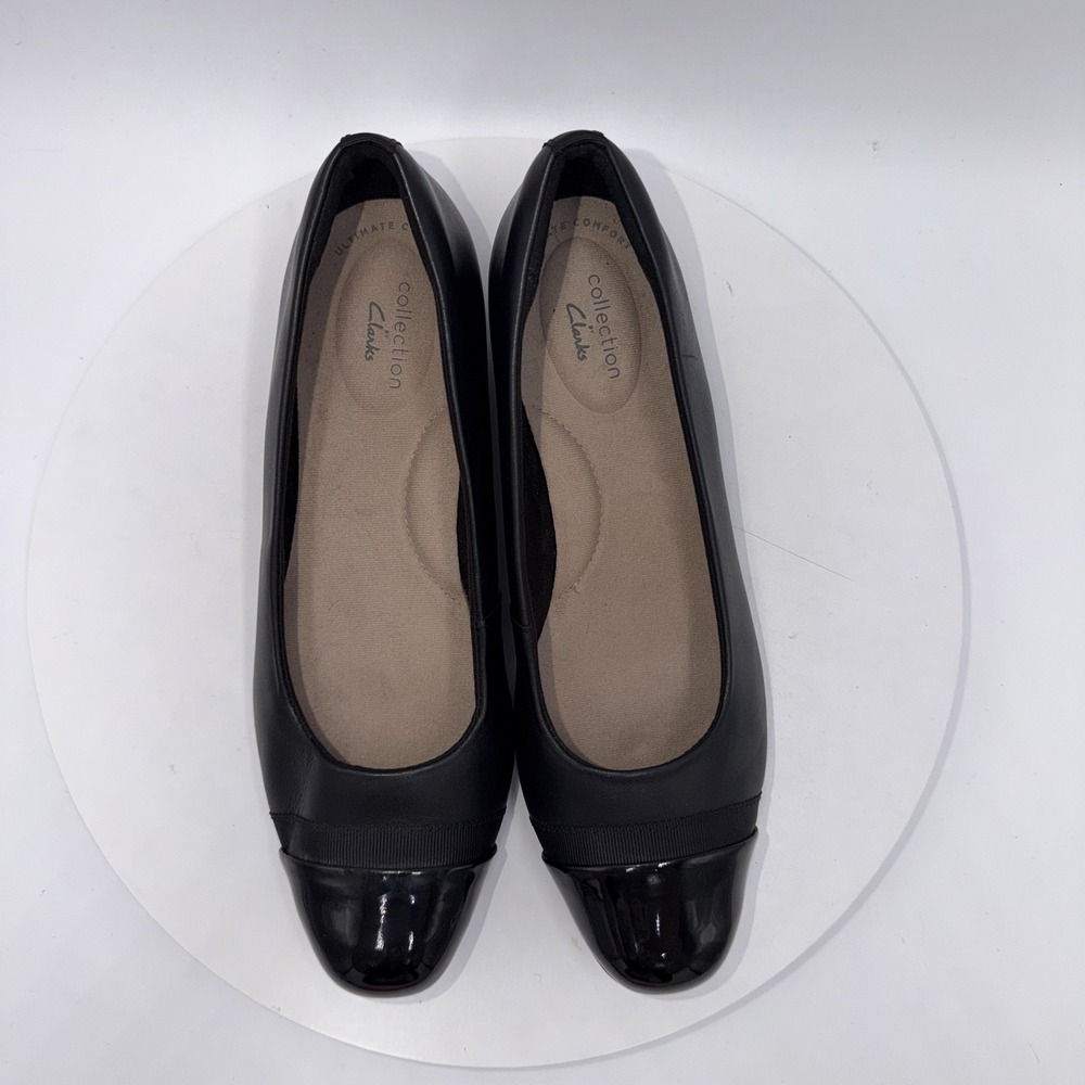 Clarks Juliet Monte Pump Shoes Womens 8.5 M Casual Heels Leather Black - Picture 6 of 8